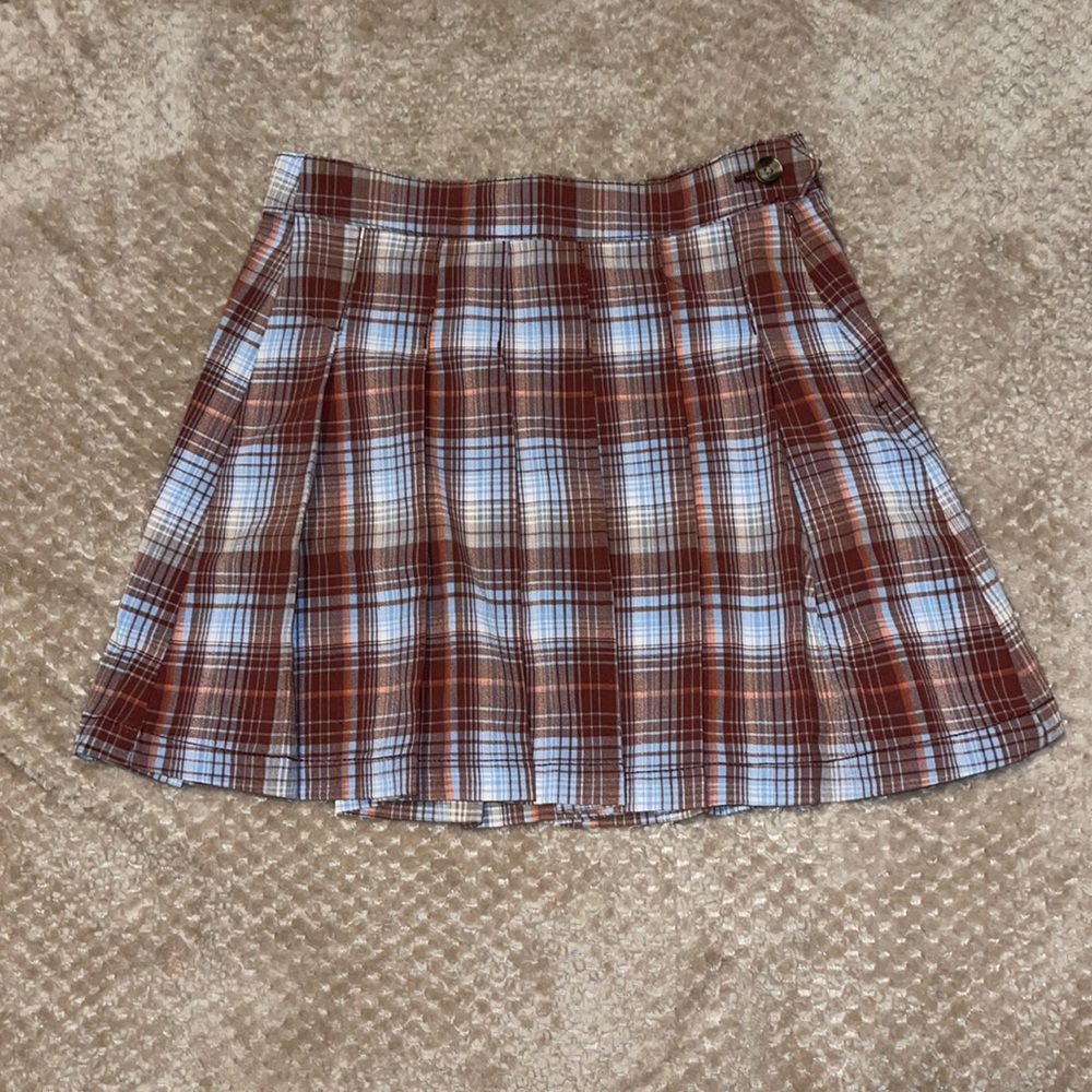 🆕 Plaid brown and baby blue skirt